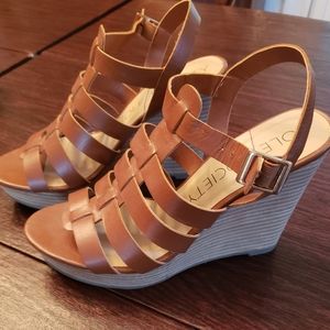 Cognac Sole society wedges size 8 5 - like new